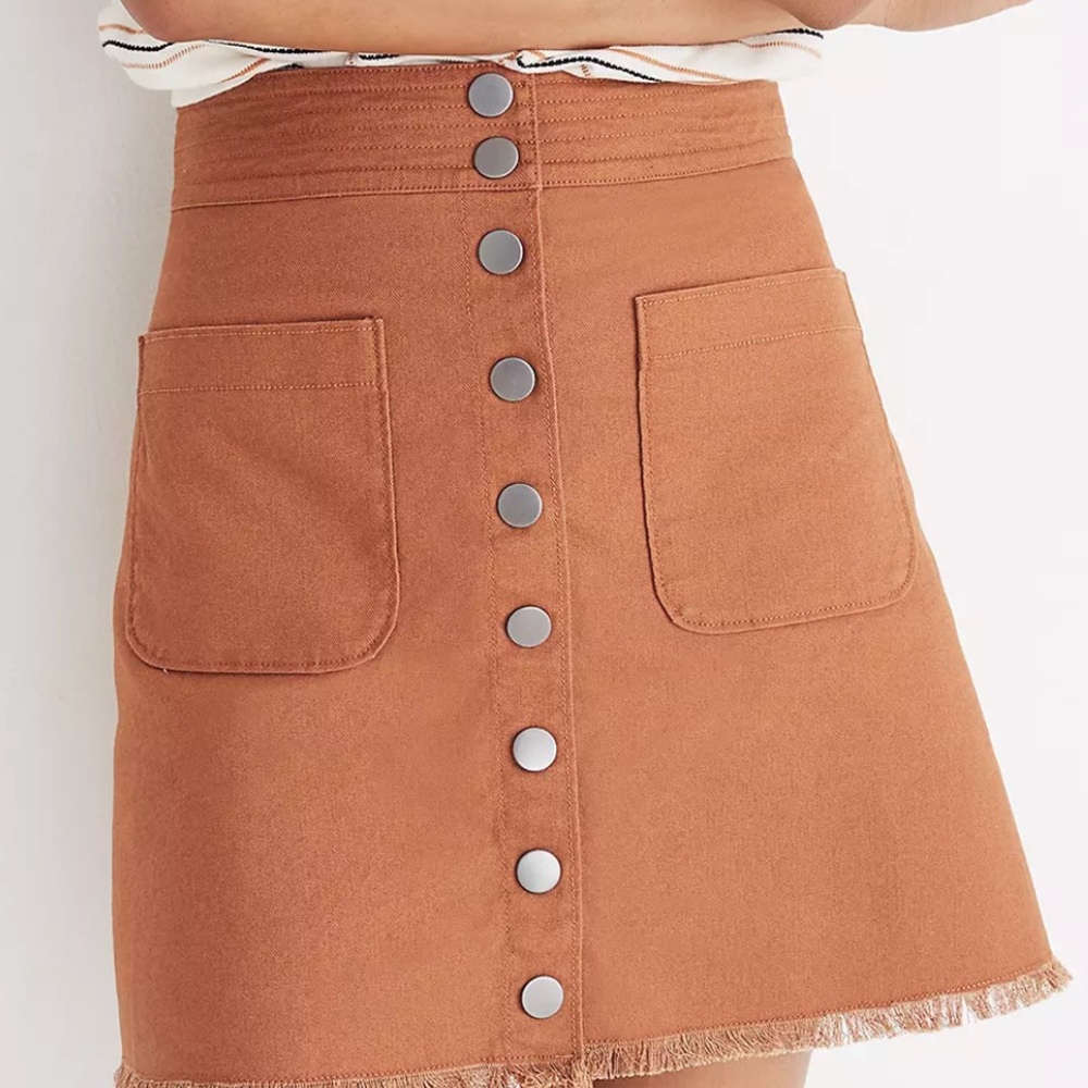 MADEWELL High Waist Snap Skirt In Burnt Sienna - Picture 2 of 11